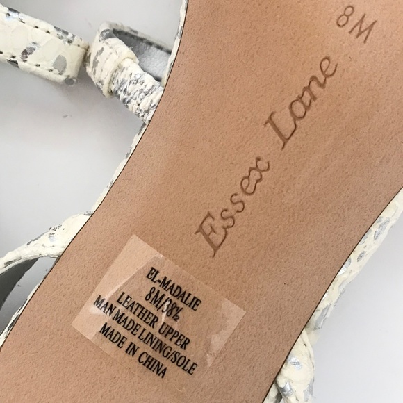 ESSEX LANE Madalie Snake Skin Leather Heeled Sandals Disco Lizard Heels Size 8 - Picture 16 of 16